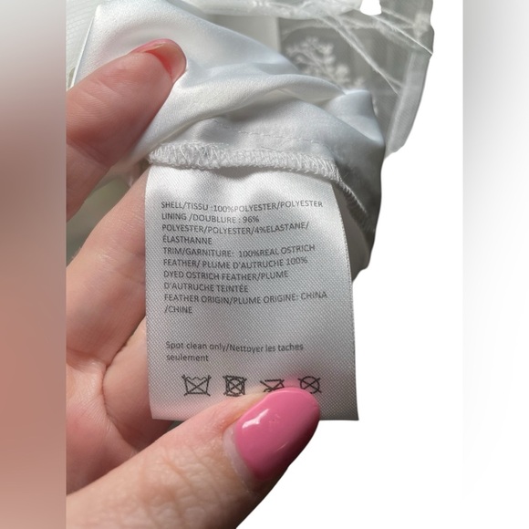 Milly Rana Feather Shift Dress White Mesh Ostrich Embroidery NWT Size 6 - Picture 7 of 8